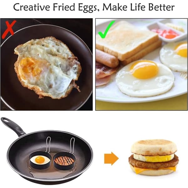 \"QD\" Stekpannor för ägg, non-stick äggform för stekpanna, rund