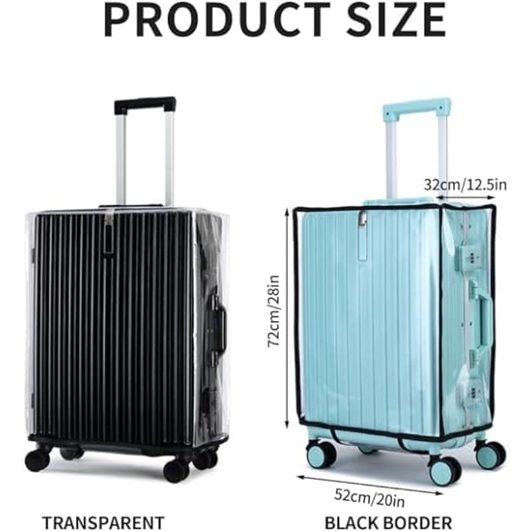 QU/28 tums transparenta PVC-resväskeskydd, 2 st vattentäta