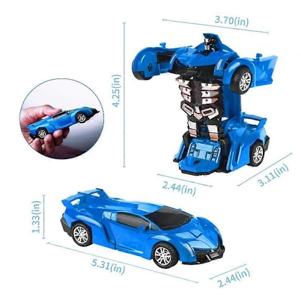 To-i-en transformerende robotbil Lamborghini model mini automatisk transformerende robotlegetøj Blå