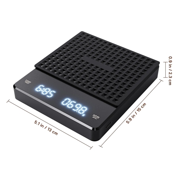 QU.Kaffevåg Digital Mat Uppladdningsbar Elektronisk Vägningstimer Abs Espresso Drip