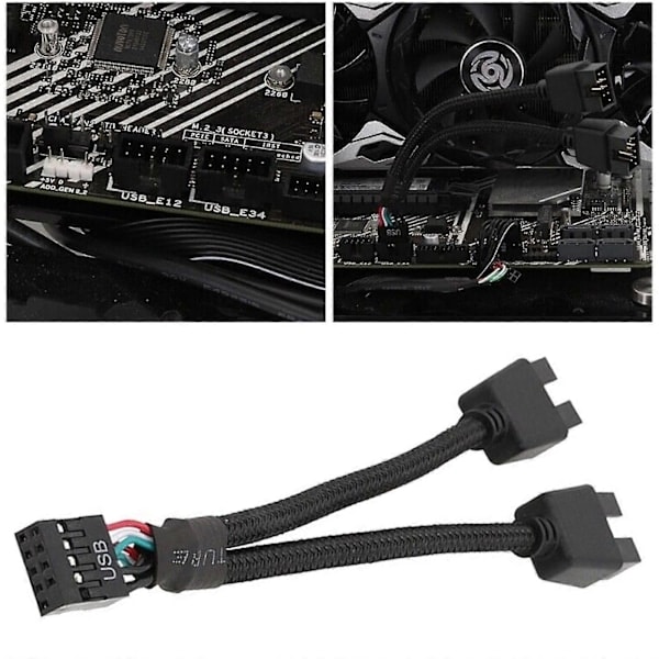 \"QD\" Emolevyn USB 2.0 9-nastainen Header 1 - 2 Jatko-osa Hub Splitter Adapteri Muunnin
