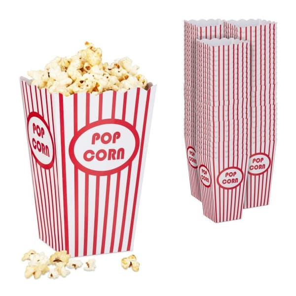 Popcornpåsar, 72 st, röd/vit