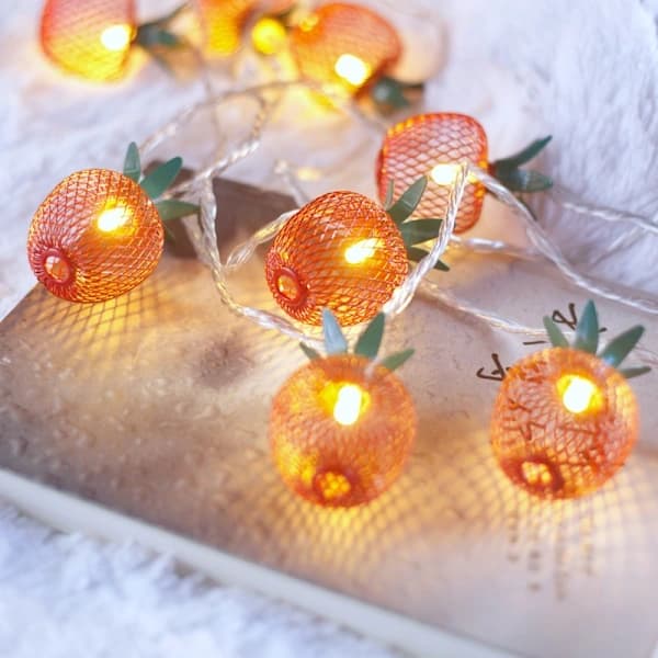 /EA/10 LED æbleformede lyskæder i metalnet, batteridrevne