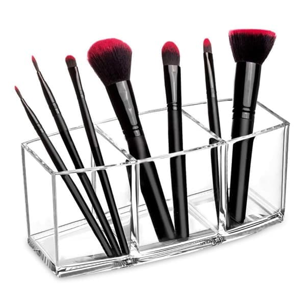 Makeupbørsteholder - 3 rum Øjenbrynspenholder til skrivebord