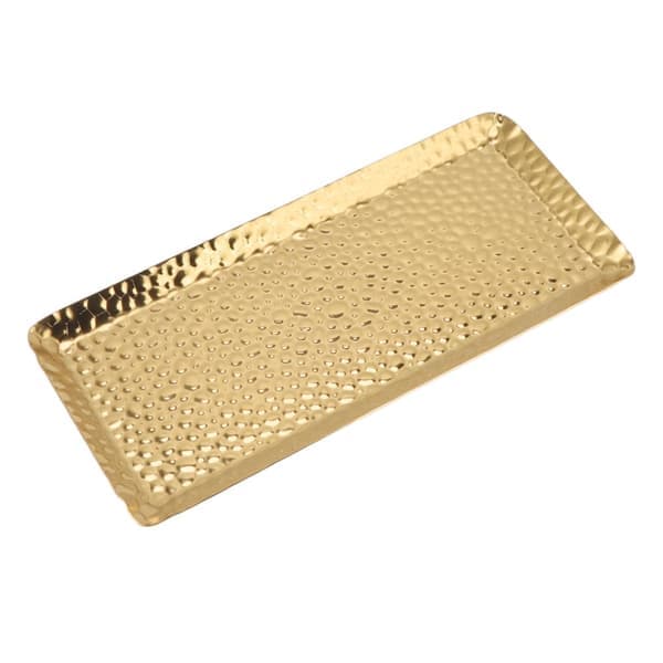 Rostfritt stål multifunktionell bricka 25x11 cm - Diskmaskinssäker gulddesserttallrik