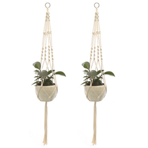 \"QD\" 2 stk. Macrame planteophæng hængende plantekurv, stil 2