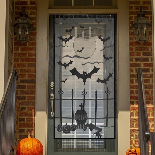 QQ-Halloweendekorasjon, flaggermus edderkopp dørgardin (102 * 213cm)