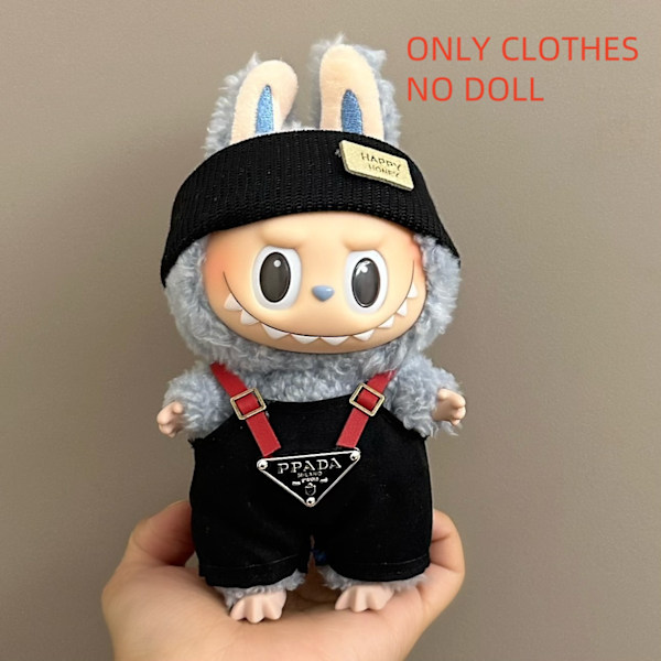 ONLY CLOTHES Söt V1 V2 LABUBU Blind Box Hänge Docka DIY Klä upp Kostym Litet Monster Haklapp Byxor Babykläder Från LBB-65