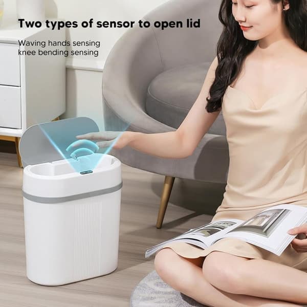 12L Smart soptunna med rörelsesensor, batteridriven automatisk soptunna för kök, badrum, sovrum, hem