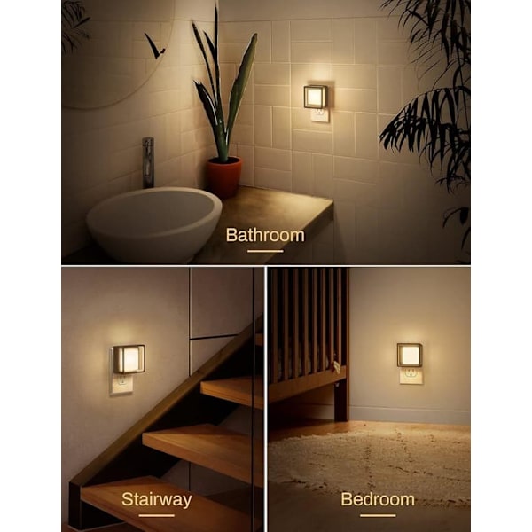 2x Night Light with Sensor – EU Plug – Dimmable Wall Lights – Geometric Design – Warm White Light – Modern Decor