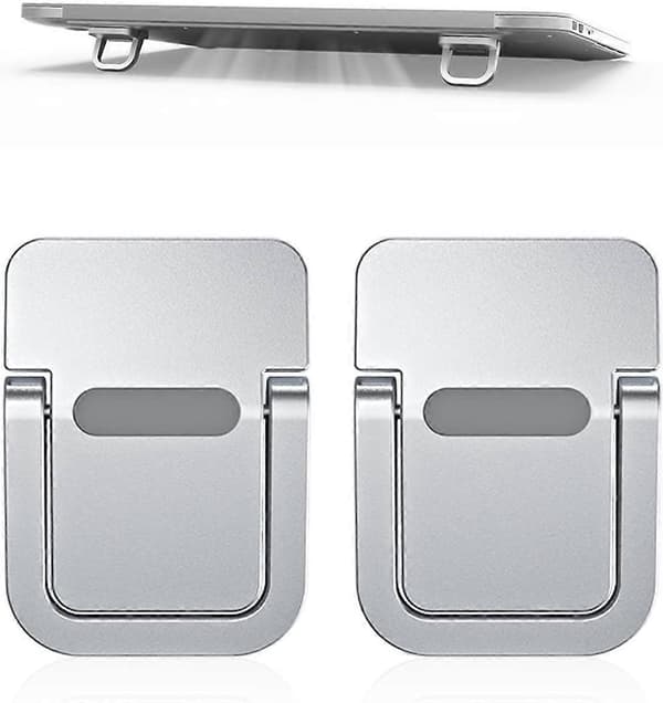2-piece laptop stand, foldable stand, self-adhesive computer stand, ergonomic and invisible, compatible with many laptops (Silver)