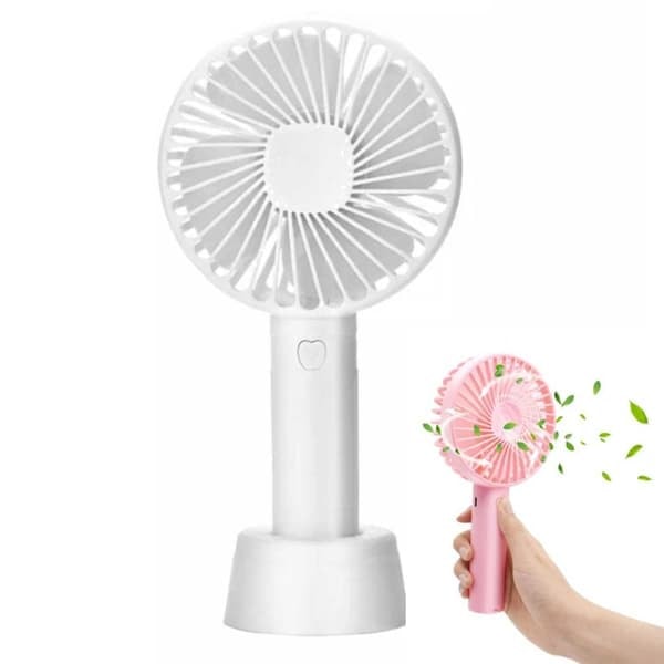 Mini Kannettava Tuuletin Pöytätelineellä USB Ladattava Valkoinen_qq