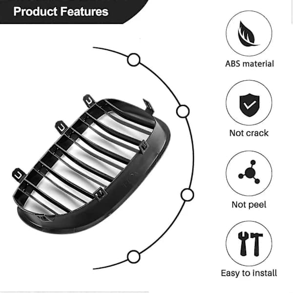 Glans Sort Bil Front Nyre Grill for 5-serie E60 E61 M5 520I 535I 550I 2003-2010 Sedan