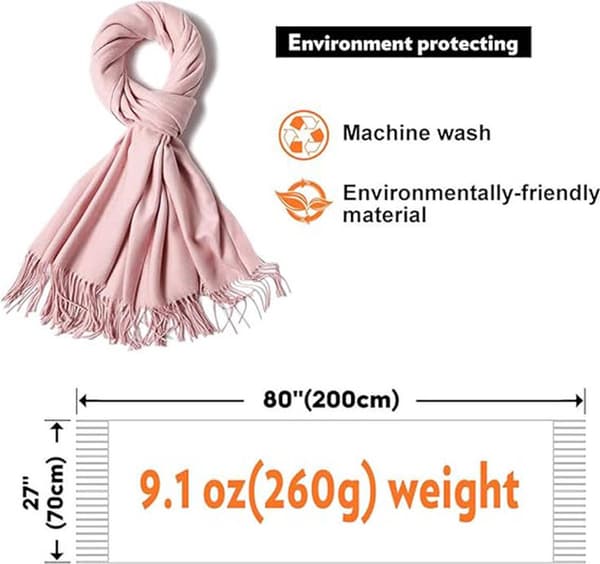 Högkvalitativ ullscarf, vintervarm, 100% ull, 180x30cm