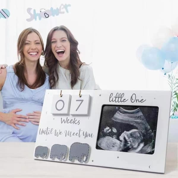 Ultrasound Frame with Birthday Countdown - Elephant Design - Perfect Gift for Expectant Parents - Pregnancy Keepsake
