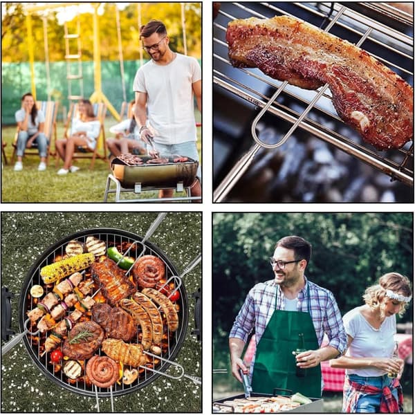 Teleskopiske grillspyd, marshmallows-pinner, rustfritt stål, uttrekkbare, for camping/grilling, 5-pakning