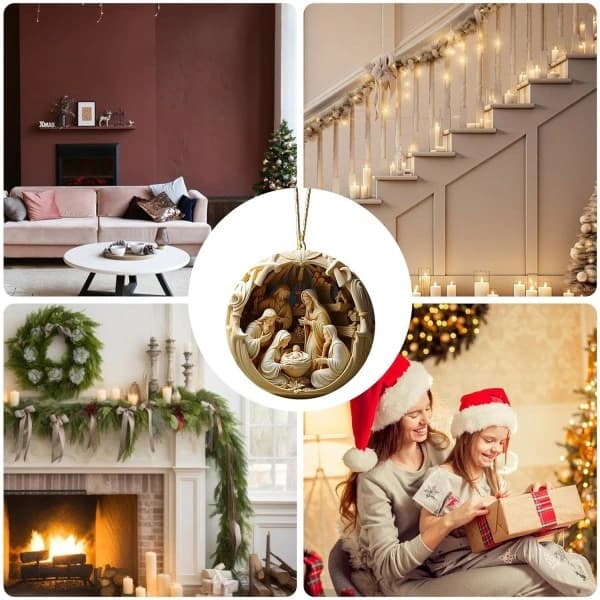Akryl Hengende Julekrybbe Ornament 4