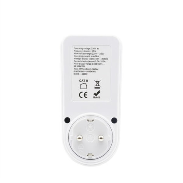 #QD# Sähkönkulutusmittari, Sähkölaskumittari, Wattimittari, Energiankulutusmittari suurella LCD-näytöllä + taustavalo, Ylikuormitussuoja 3680