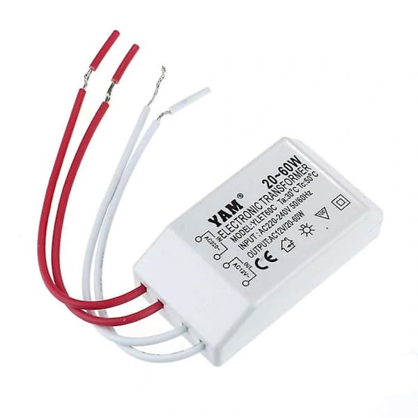 AC 220V til 12V 20-60W Halogenlampe LED-driver Strømforsyningstransformator Hvit