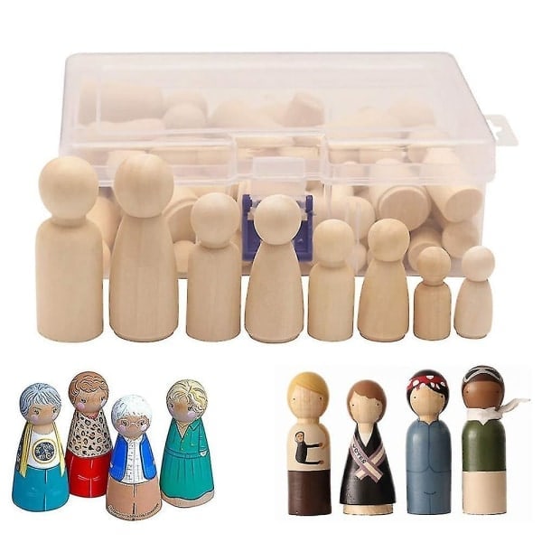 \"QD\" Trefigurer, 50 stk DIY Trefigurer Dukker, Humanoide Dukker Barneleker Mannlige og Kvinnelige Dukkeleker Håndverk Kunst & Håndverk, 4 Størrelser