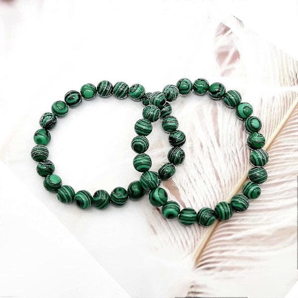 \"QD\" Malakit Armband Set, Handgjorda Stenpärlor Stretch Armband Kompatibelt Kvinnor Män Yoga Armband Sten Kristallpärlor Armband