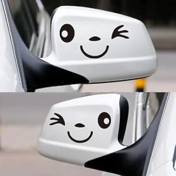 QU-Bildekaler til spejle, blinkende smiley, sjove, søde og glade, A