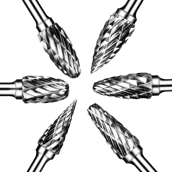 Hårdmetallborrset, formslipar, set st 1/8\" skaft dubbelskuret volframkarbid roterande set kompatibelt med Dremel för metallsnideri i trä