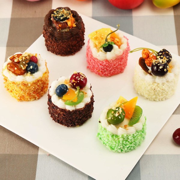 6 delar konstgjord simuleringstårta, realistisk muffinsbröd Dessertmodell Fake display tårta fotografi