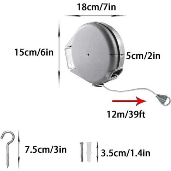 QU/12m Bærbar Uttrekkbar Klessnor, Avtakbar Klesstativ for Camping