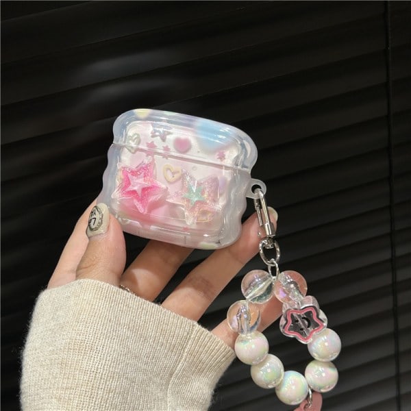 [QD] Sødt stjerneformet Airpod 3-etui med nøglering, kompatibelt med Kawaii AesthetAirpods 3-etui til kvinder og piger