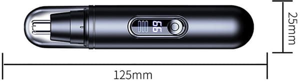 Næse- og øretrimmer med LED-display, dobbeltblad, vaskbar, USB genopladelig til mænd og kvinder, sort