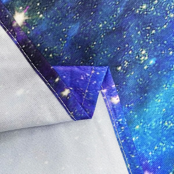 [QD] Barn Pojkar Gardiner Yttre Rymden Stångficka (2 Delar 150cm*180cm) Blå Planet Nebulosa Kosmisk Svart Psykedelisk