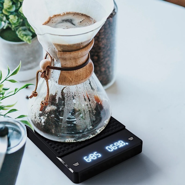 QU.Kaffevåg Digital Mat Uppladdningsbar Elektronisk Vägningstimer Abs Espresso Drip