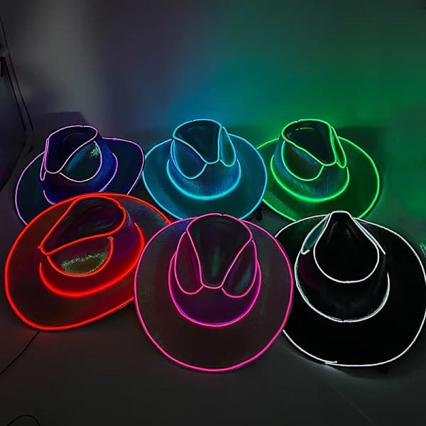 Disco Selvlysende Cowboyhat Glødende Lys Bar Kasket Pink