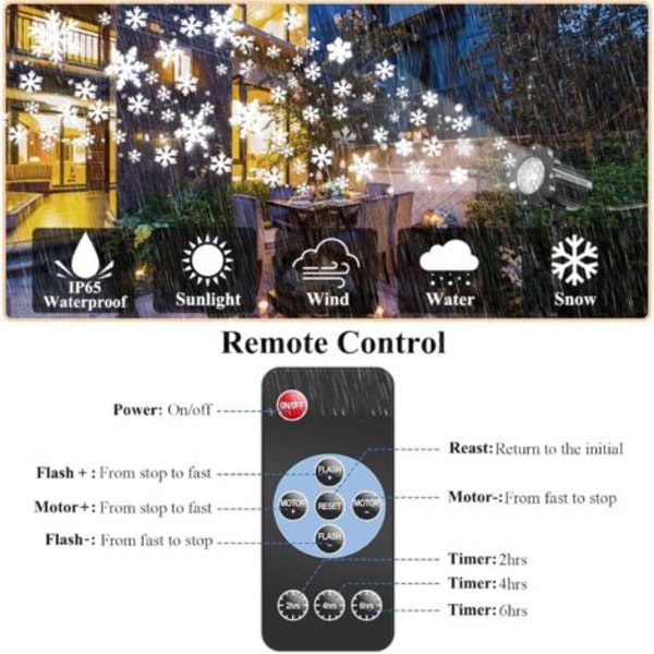 #QD#Lys Snowflake Juleprojektor LED IP65 Utendørs- og innendørsprojektor Lysdekorasjon, jul, bryllup