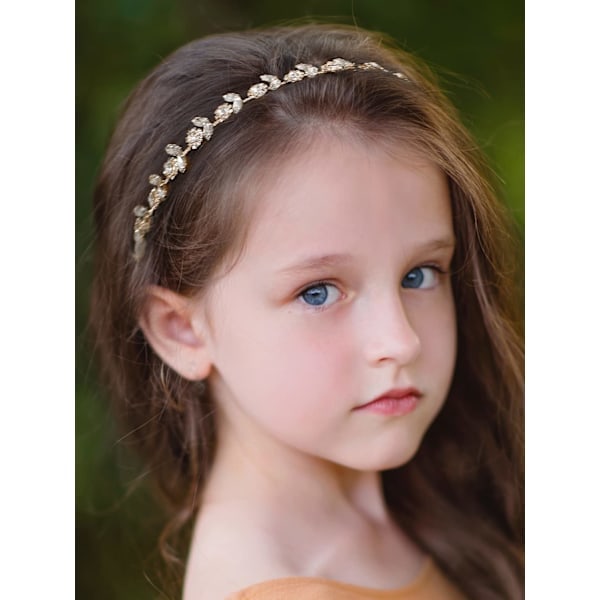 \"QD\" Guld baby pige pandebånd blomsterpige hovedbeklædning prinsesse krystal bryllup hår accessories