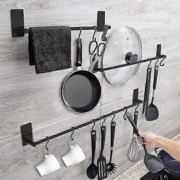 12-pack Black Aluminum S-Hooks for Kitchen, Wardrobe & Garage Storage