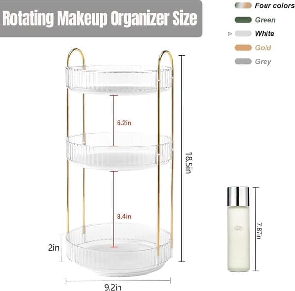Makeup Organizer - 2 or 3 Drawers Makeup Storage 360° Rotating Makeup Stand Organizer Makeup Tools White white 3 våningar