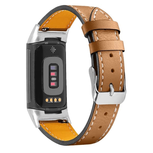 Fitbit Charge 5 armbånd ekte skinn Brun_qq