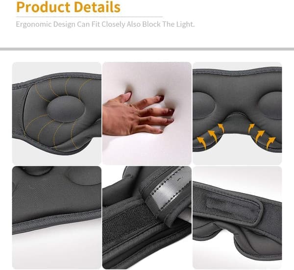 3D Memory Foam Sovmask med Bluetooth Hörlurar och Timer | Lyxiga Sovhörlurar Svart