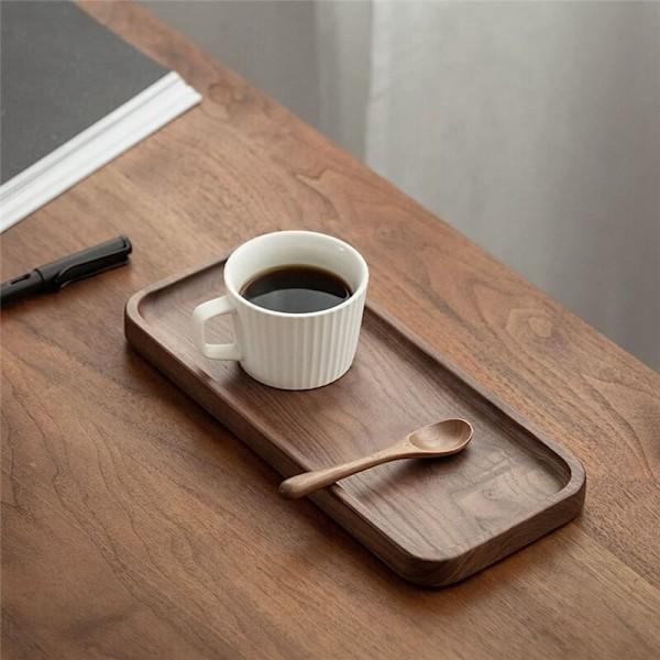 Serveringsbricka i valnöt, träbricka, rektangulär bricka, badrumsbricka, middagsbricka, tebricka, kaffebricka