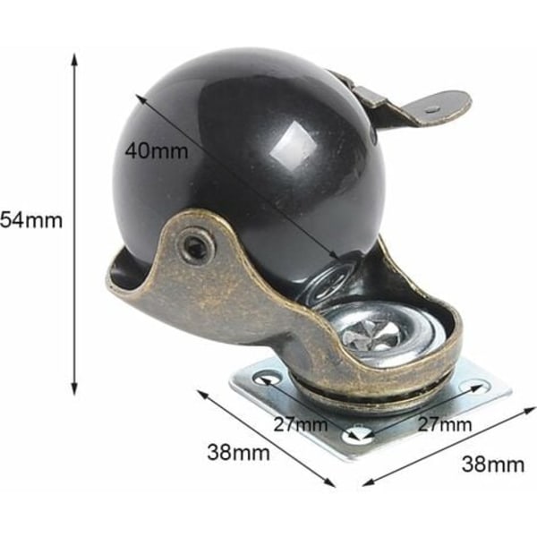 QQU-4st Möbelhjul med hjul (1,5 tum (40 mm) - med broms)