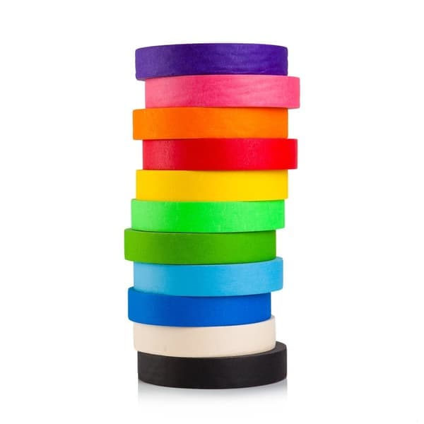 Maalarinteippi eri väreissä (18 mm / 10 m) 12 kpl