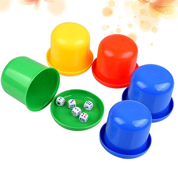 5 stk Tykke Terningebunn Shakers Bar Morsomme Terningespill Sett Kreative Terningeshakerkopper Med 25 stk Terninger (Tilfeldig Farge)