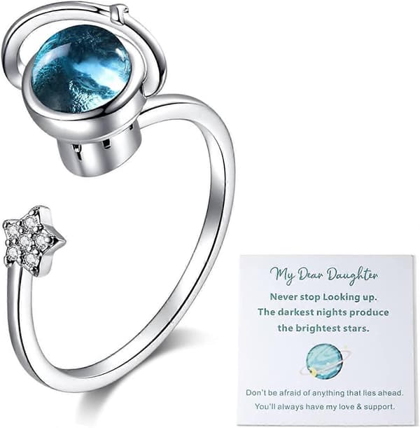 Til Min Datter Fidget Ring mod Angst, Fidget Ringe mod Angst til Kvinder, Justerbar Stabelbar Angstlindrende Regnbue Fidget Ring Smykker Gaver