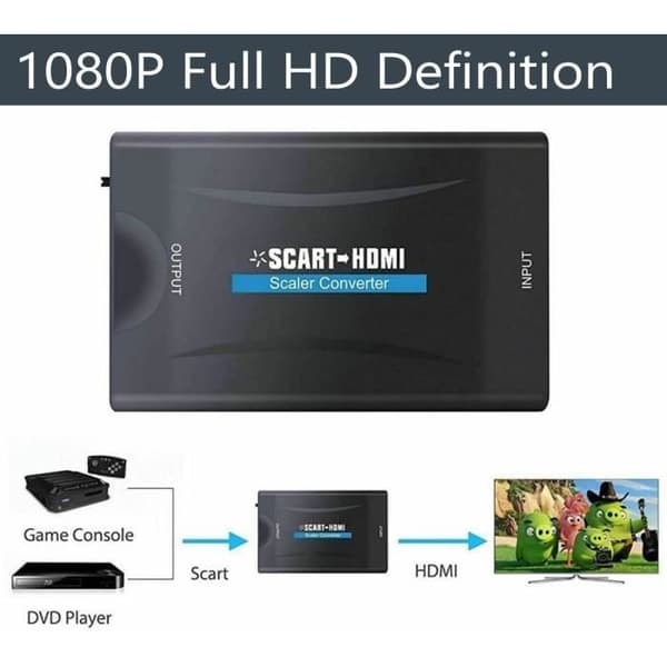 /QD/SCART HDMI-adapter, SCART till HDMI-omvandlare med USB-strömkabel SCART till HDMI-omvandlare Full HD 720P-1080P, A711