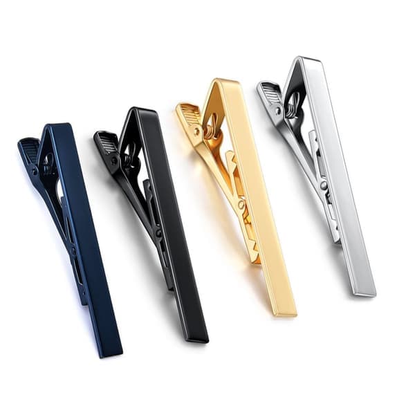 Modeslipsnålar för män - 4-pack, kopparfinish, elegant design, 4 färger
