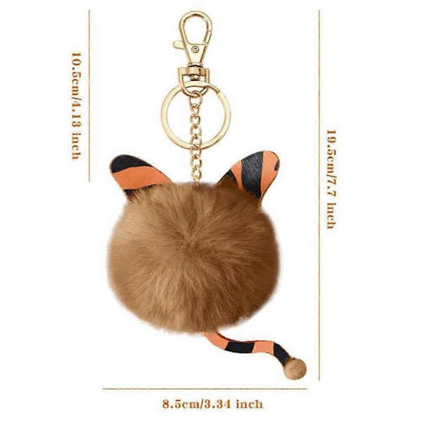 Söt Katt Faux Pälsboll Nyckelring Plysch Nyckelring - Färg: kaffe