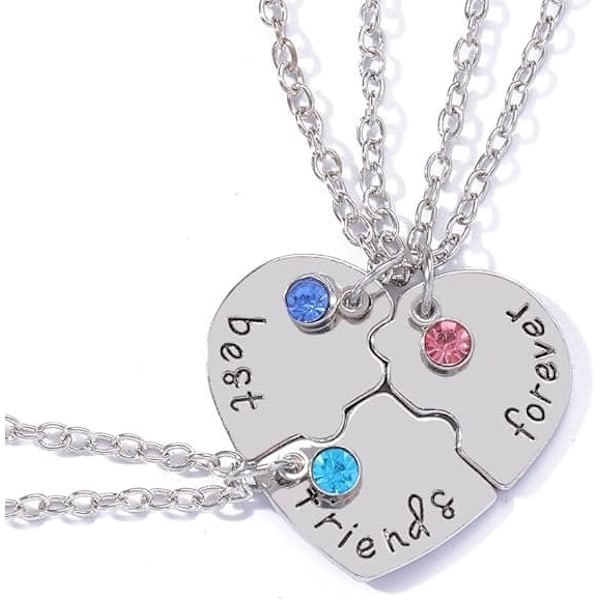 \"QD\" BFF Halskjede for 3 jenter Beste venn Bursdagsgaver for Bestie Gaver for kvinner Matchende vennskapshalskjeder 3 stk