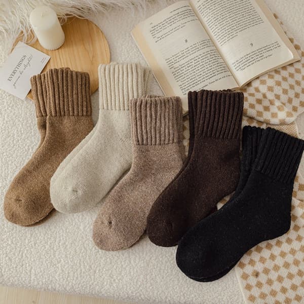 5 par fleece knæstrømper, uld, termiske vinterstrømper, ekstra varme